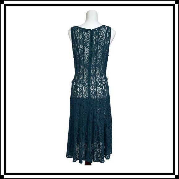 EUC! Leslie Fay Green Lace Overlay Dress, Size 12 - Picture 4 of 5